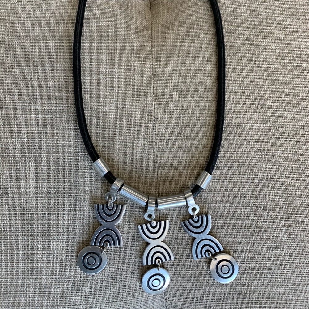 COPY - Pewter Necklace w/ Black Silk Cord